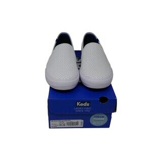 Keds Double Decker Perf White Leather Slip On Casual Flat Shoes Size 9.5M